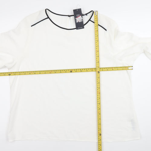 Marks and Spencer Womens White Blouse Size 20 Long Sleeve Workwear