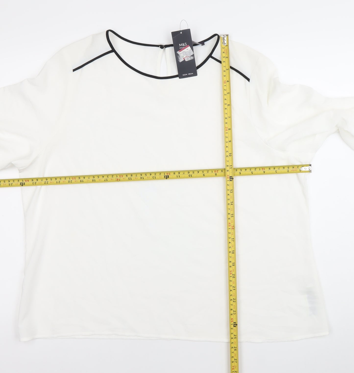 Marks and Spencer Womens White Blouse Size 20 Long Sleeve Workwear
