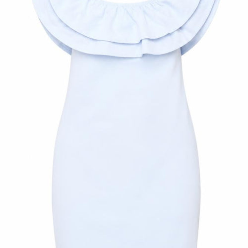 Zara Women Blue Strapless Ruffle Bodycon Dress Size 8