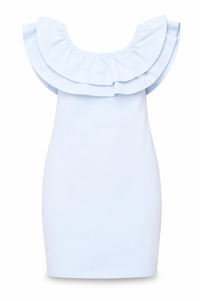Zara Women Blue Strapless Ruffle Bodycon Dress Size 8