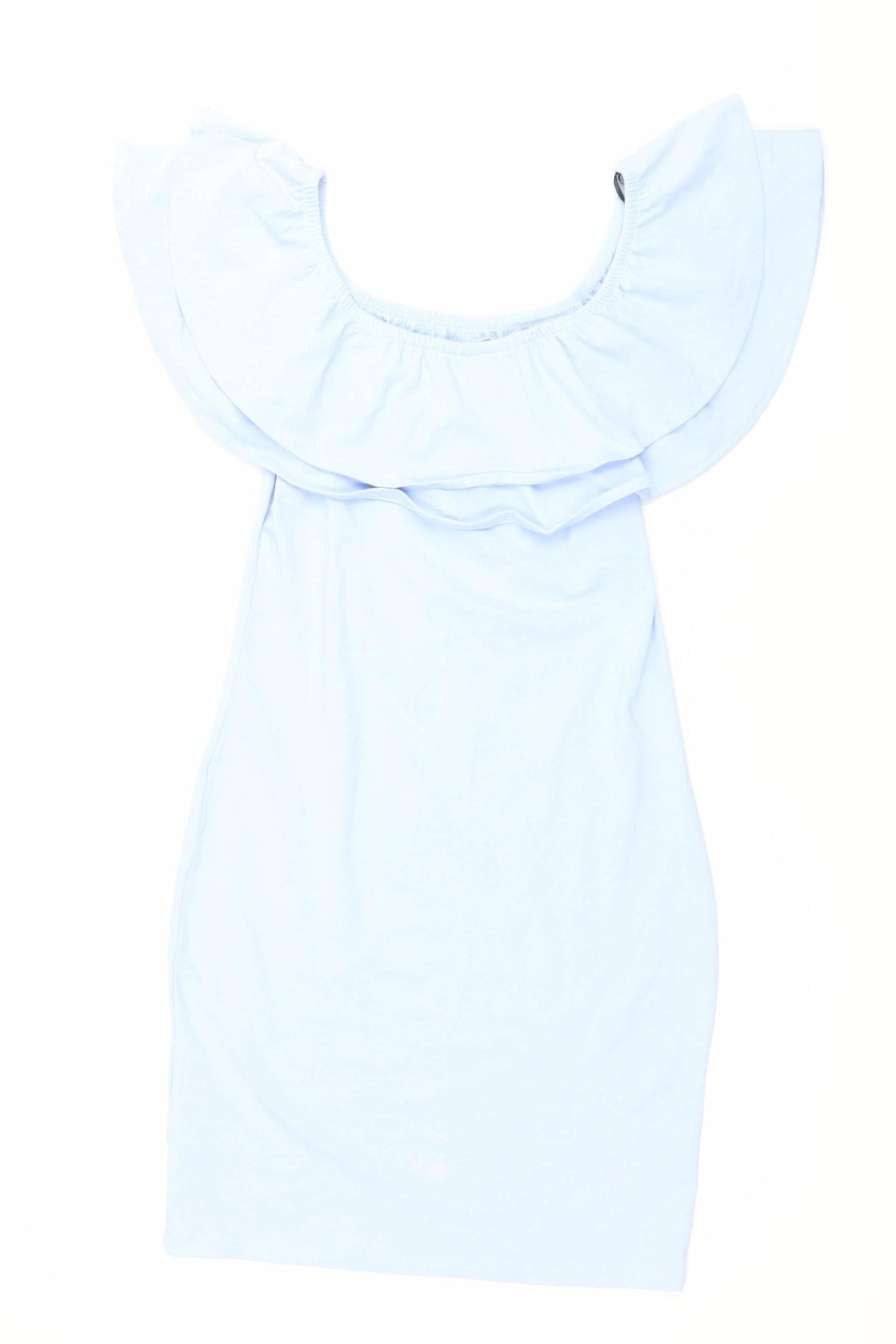 Zara Women Blue Strapless Ruffle Bodycon Dress Size 8