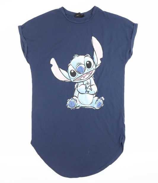 Disney Women’s Blue Stitch Nightshirt Size 12 Short Sleeve T-Shirt Style