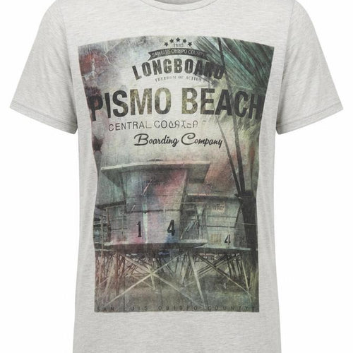 Next Men’s Grey Graphic Print Beach T-Shirt Size S Cotton Crew Neck