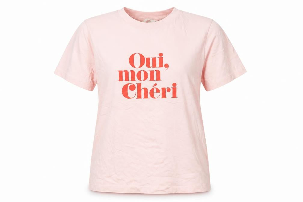 H&M Women’s Pink XS Cotton Stretch T-Shirt Oui Mon Cheri