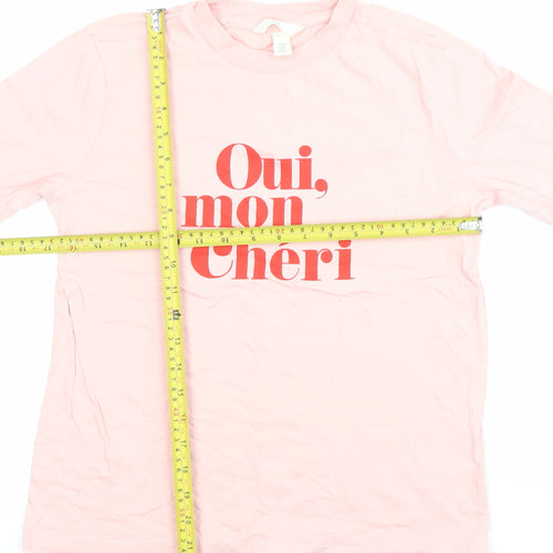 H&M Women’s Pink XS Cotton Stretch T-Shirt Oui Mon Cheri