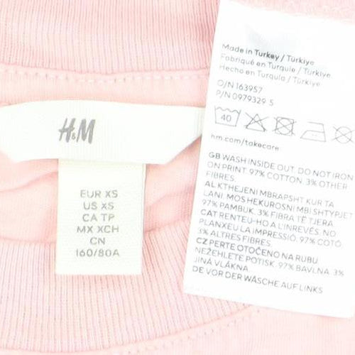 H&M Women’s Pink XS Cotton Stretch T-Shirt Oui Mon Cheri