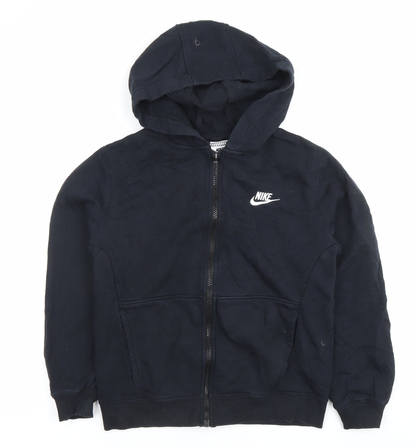 Nike Boys Black Full Zip Hoodie 13 Years Regular Fit Cotton Blend