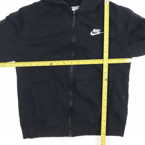 Nike Boys Black Full Zip Hoodie 13 Years Regular Fit Cotton Blend