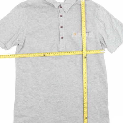 Farah Men's Grey Cotton Polo Shirt S Short Sleeve Casual