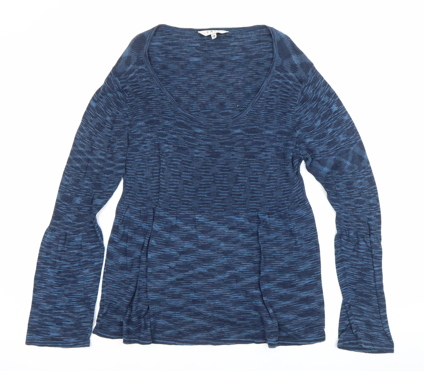 EAST Womens Blue Size 18 Tunic Blouse 100% Cotton Long Sleeve