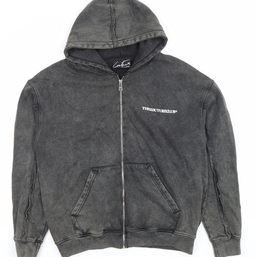 Couture Men’s Black Full Zip Hoodie Size M Cotton Logo Sweatshirt