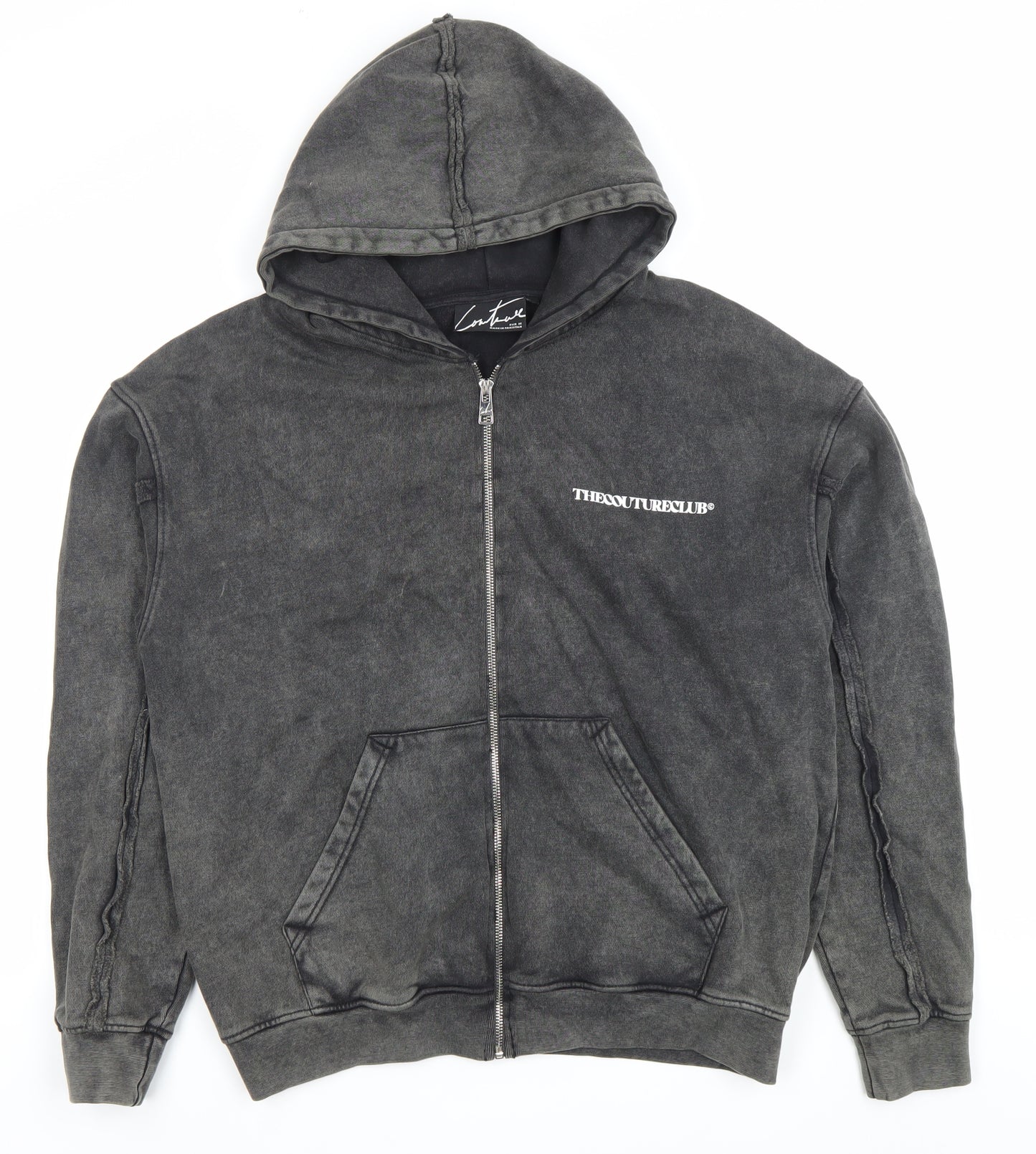 Couture Men’s Black Full Zip Hoodie Size M Cotton Logo Sweatshirt