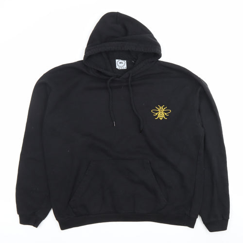 Printopolis Men’s Black XL Pullover Hoodie Bee Graphic Nature Logo