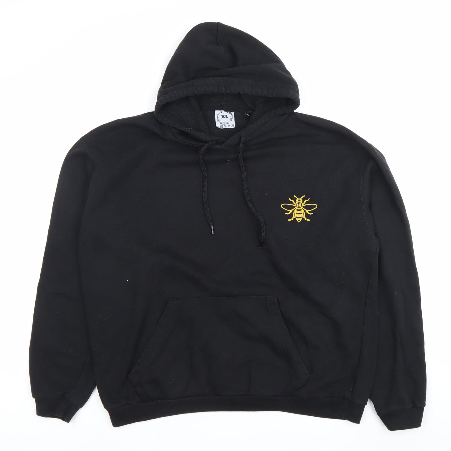 Printopolis Men’s Black XL Pullover Hoodie Bee Graphic Nature Logo