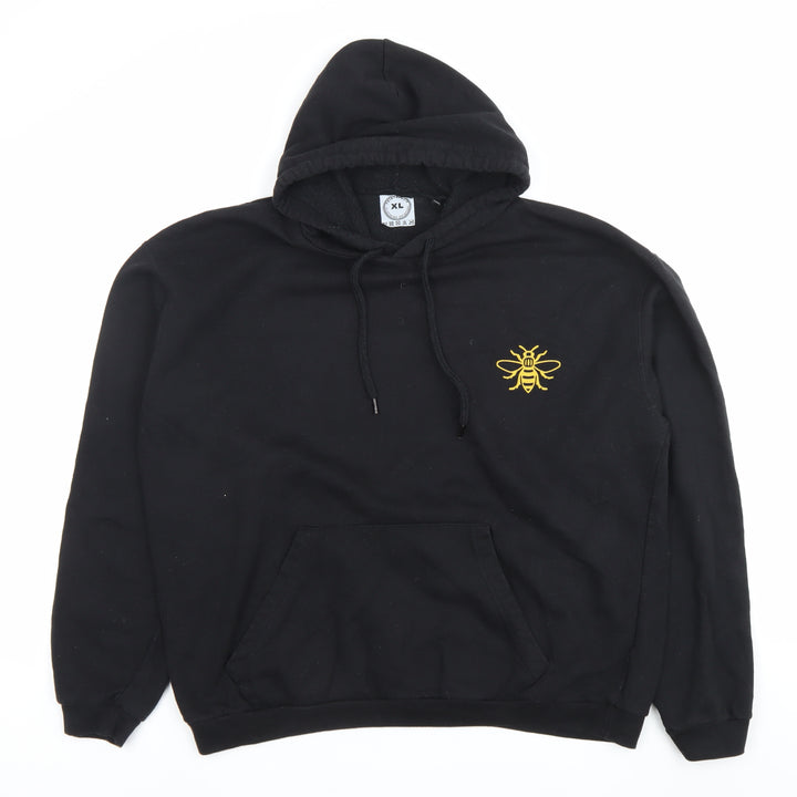Printopolis Men’s Black XL Pullover Hoodie Bee Graphic Nature Logo