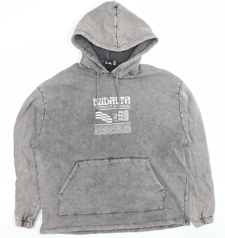 ASOS DESIGN Mens Grey Pullover Hoodie M Graphic Print Hooded Sweatshirt