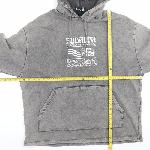 ASOS DESIGN Mens Grey Pullover Hoodie M Graphic Print Hooded Sweatshirt