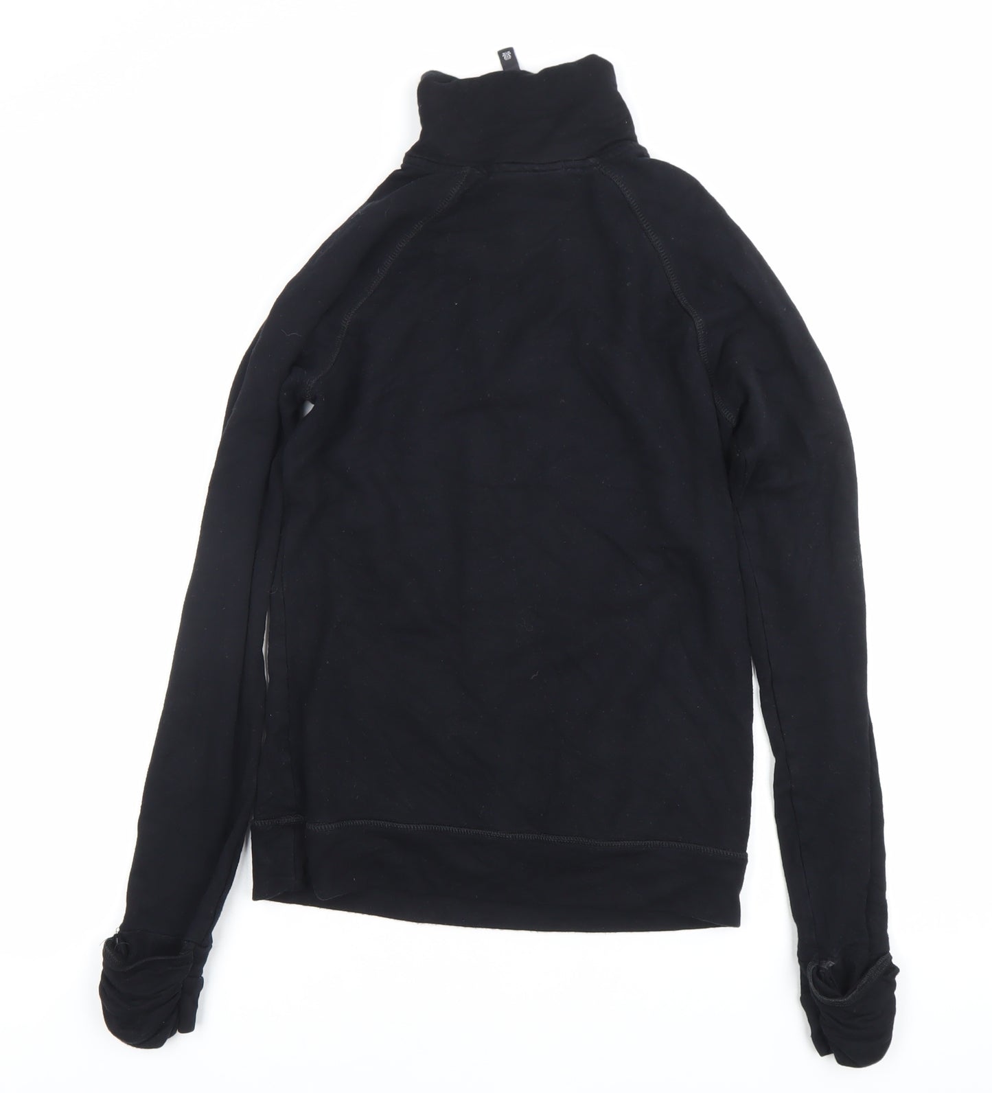 Calmia Womens Black Slim Fit 1/4 Zip Pullover Sweatshirt Size S