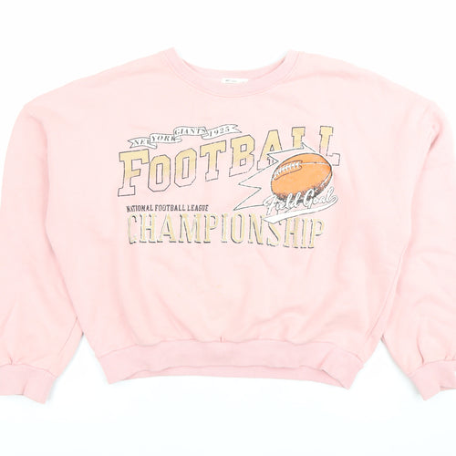 NET Ladies Women’s Pink Football Graphic Pullover Sweatshirt M