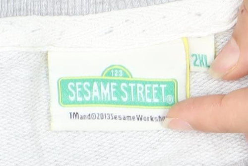 Sesame Street Men’s Grey 2XL Pullover Sweatshirt Cookie Monster