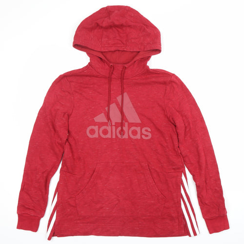 Adidas Womens Red XS Pullover Hoodie Sweatshirt Logo Cotton Blend