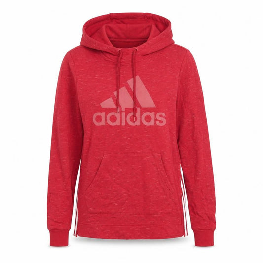 Front view of Adidas women’s red xs pullover hoodie sweatshirt logo cotton blend