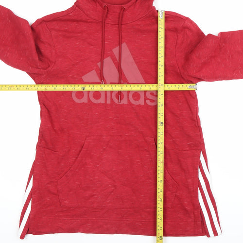 Adidas Womens Red XS Pullover Hoodie Sweatshirt Logo Cotton Blend