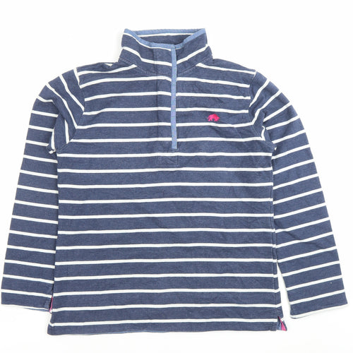 Raging Bull Women’s Blue Striped 1/4 Zip Sweatshirt Size 12 Cotton Blend