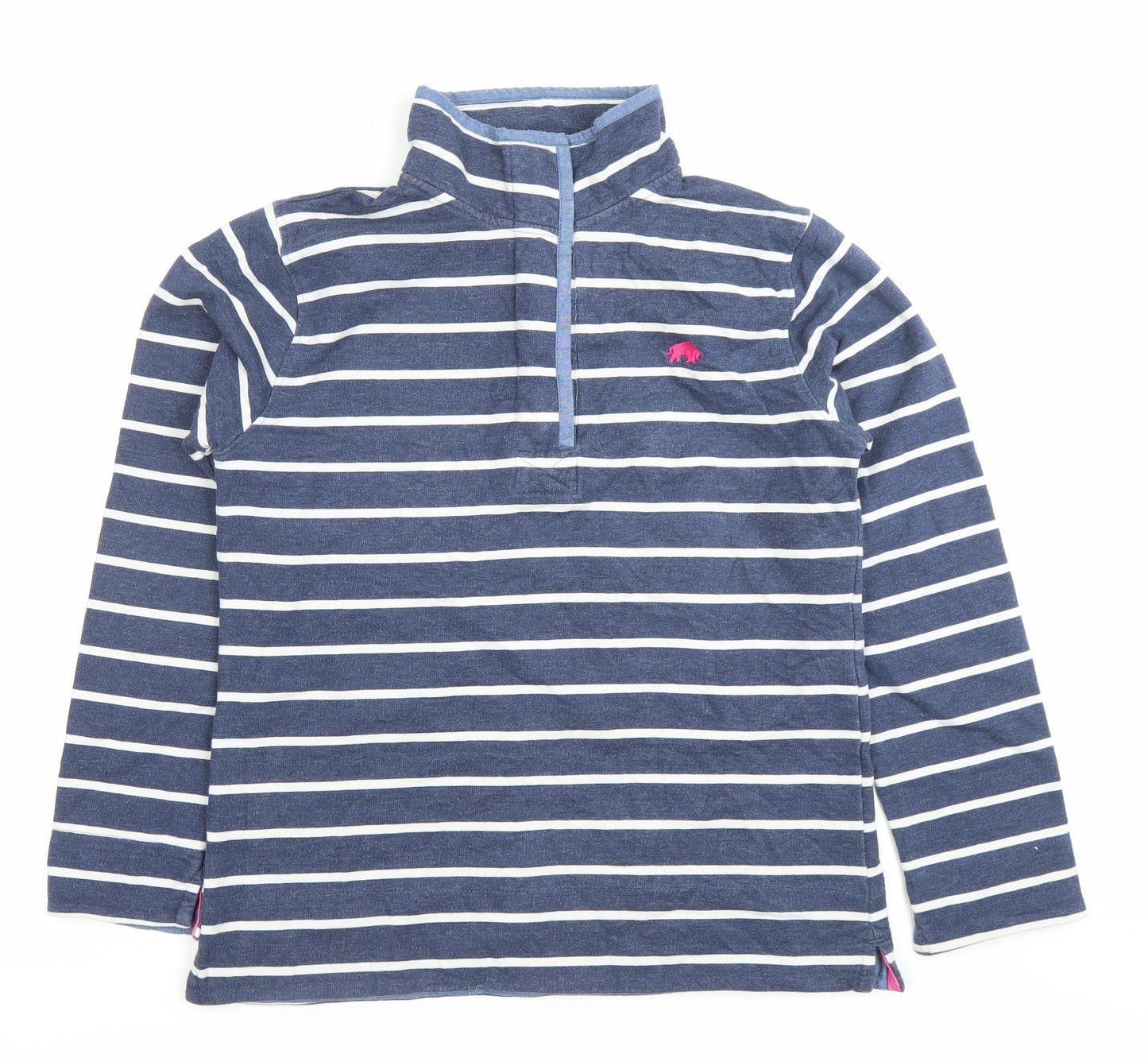 Raging Bull Women’s Blue Striped 1/4 Zip Sweatshirt Size 12 Cotton Blend