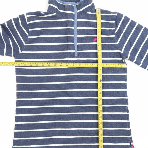 Raging Bull Women’s Blue Striped 1/4 Zip Sweatshirt Size 12 Cotton Blend
