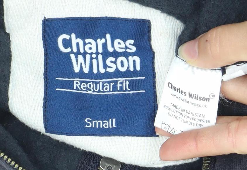 Charles Wilson Men's Black Small Full Zip Hoodie Regular Fit