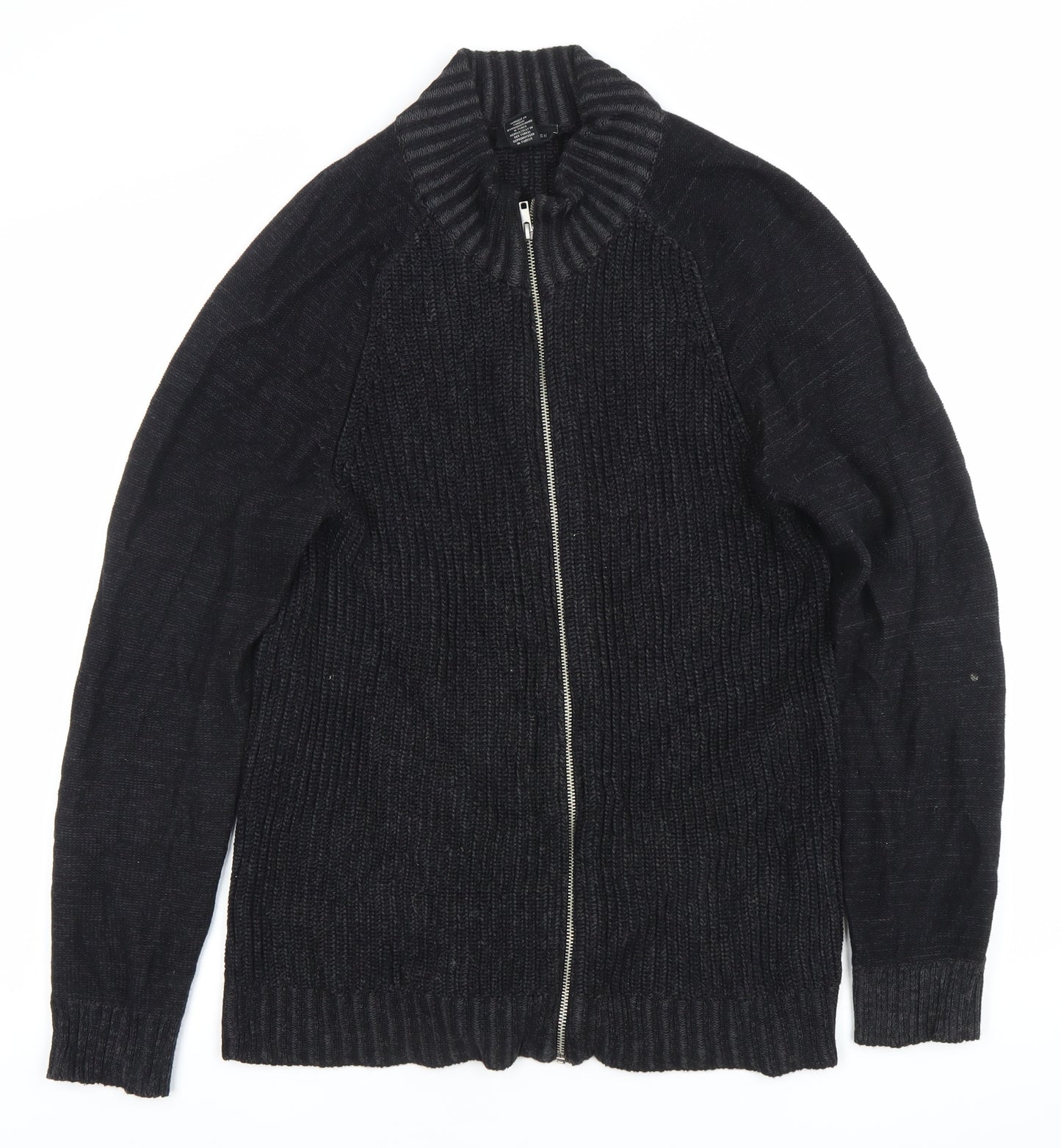 Porter + Ash Men’s Black Cotton Full Zip Jumper Size M High Neck