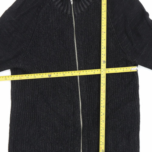 Porter + Ash Men’s Black Cotton Full Zip Jumper Size M High Neck