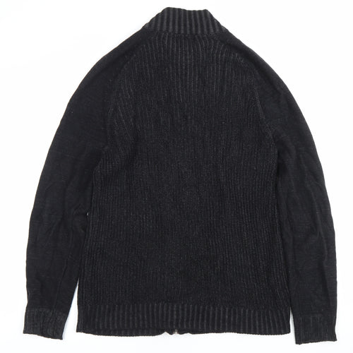 Porter + Ash Men’s Black Cotton Full Zip Jumper Size M High Neck
