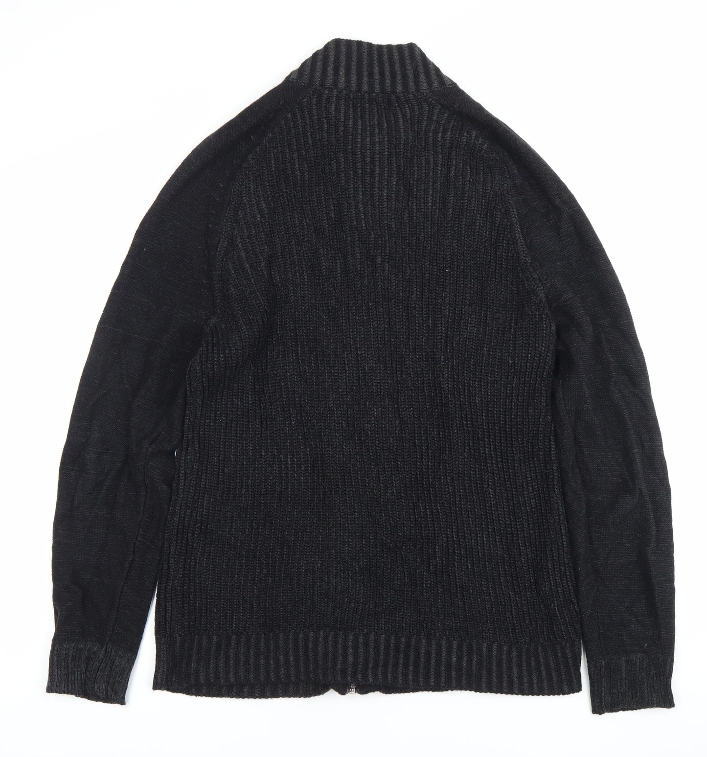 Porter + Ash Men’s Black Cotton Full Zip Jumper Size M High Neck