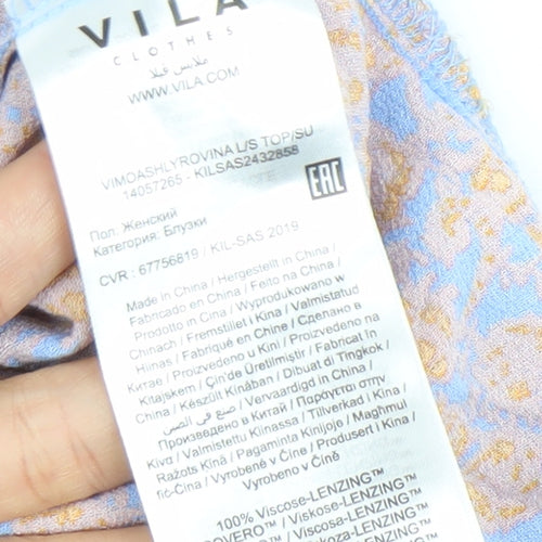 Vila Women’s Blue Floral Long Sleeve Tunic Blouse Size L