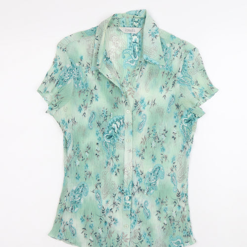 Classics Women’s Green Floral Paisley Button-Up Blouse Size 10