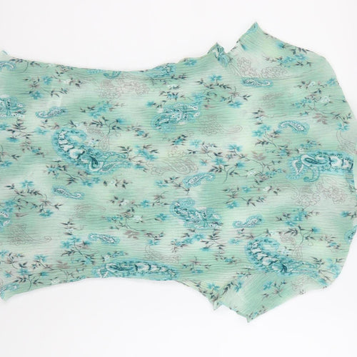 Classics Women’s Green Floral Paisley Button-Up Blouse Size 10