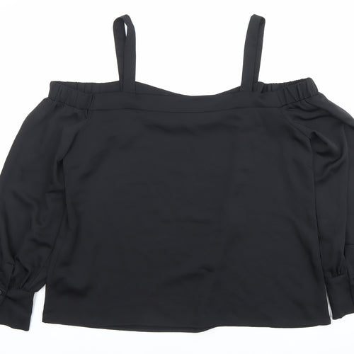 Warehouse Womens Black Size 18 Off Shoulder Long Sleeve Blouse