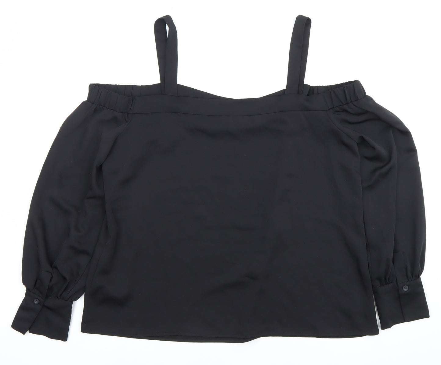 Warehouse Womens Black Size 18 Off Shoulder Long Sleeve Blouse