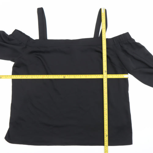 Warehouse Womens Black Size 18 Off Shoulder Long Sleeve Blouse