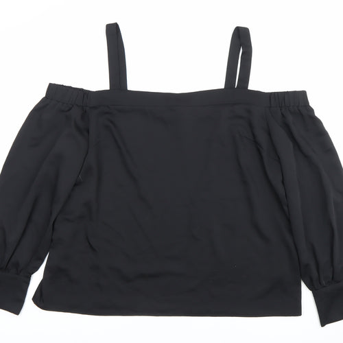 Warehouse Womens Black Size 18 Off Shoulder Long Sleeve Blouse