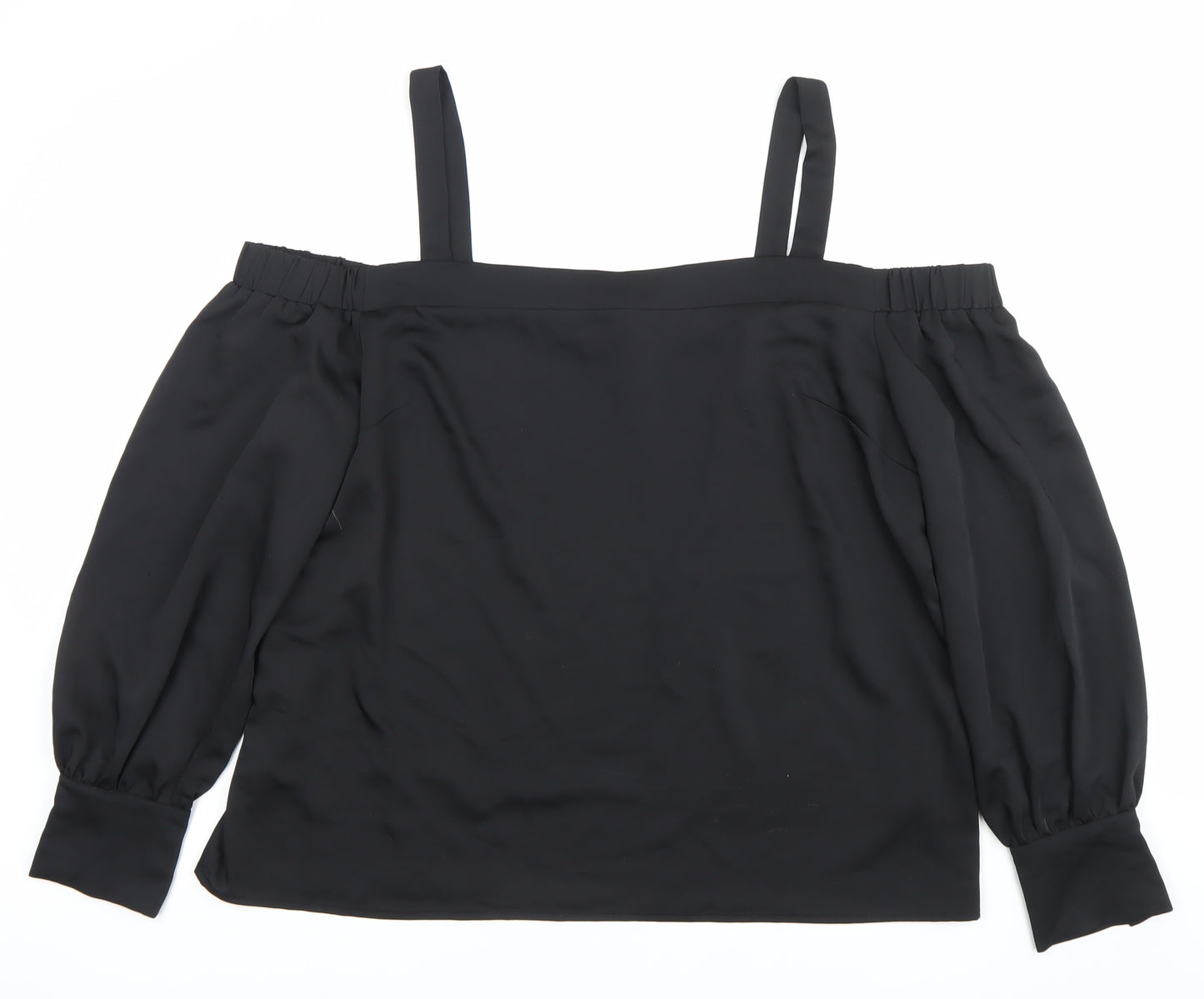 Warehouse Womens Black Size 18 Off Shoulder Long Sleeve Blouse