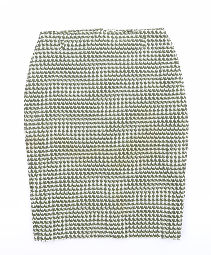 Topshop Women’s Green Geometric Pencil Skirt Size 12 Workwear