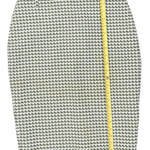 Topshop Women’s Green Geometric Pencil Skirt Size 12 Workwear