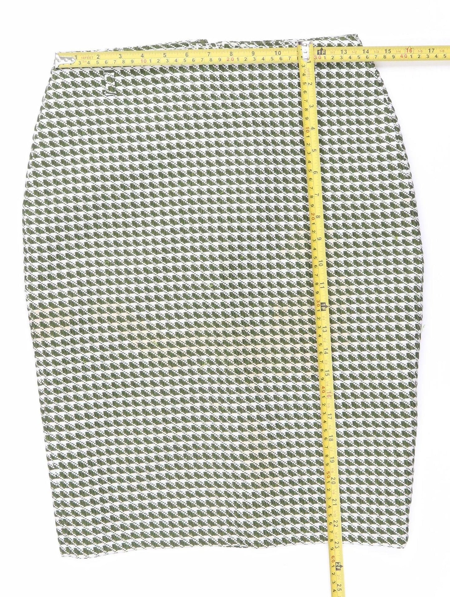Topshop Women’s Green Geometric Pencil Skirt Size 12 Workwear