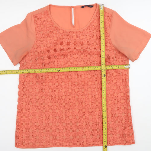 Marks and Spencer Womens Orange Blouse UK 10 Short Sleeve Crochet