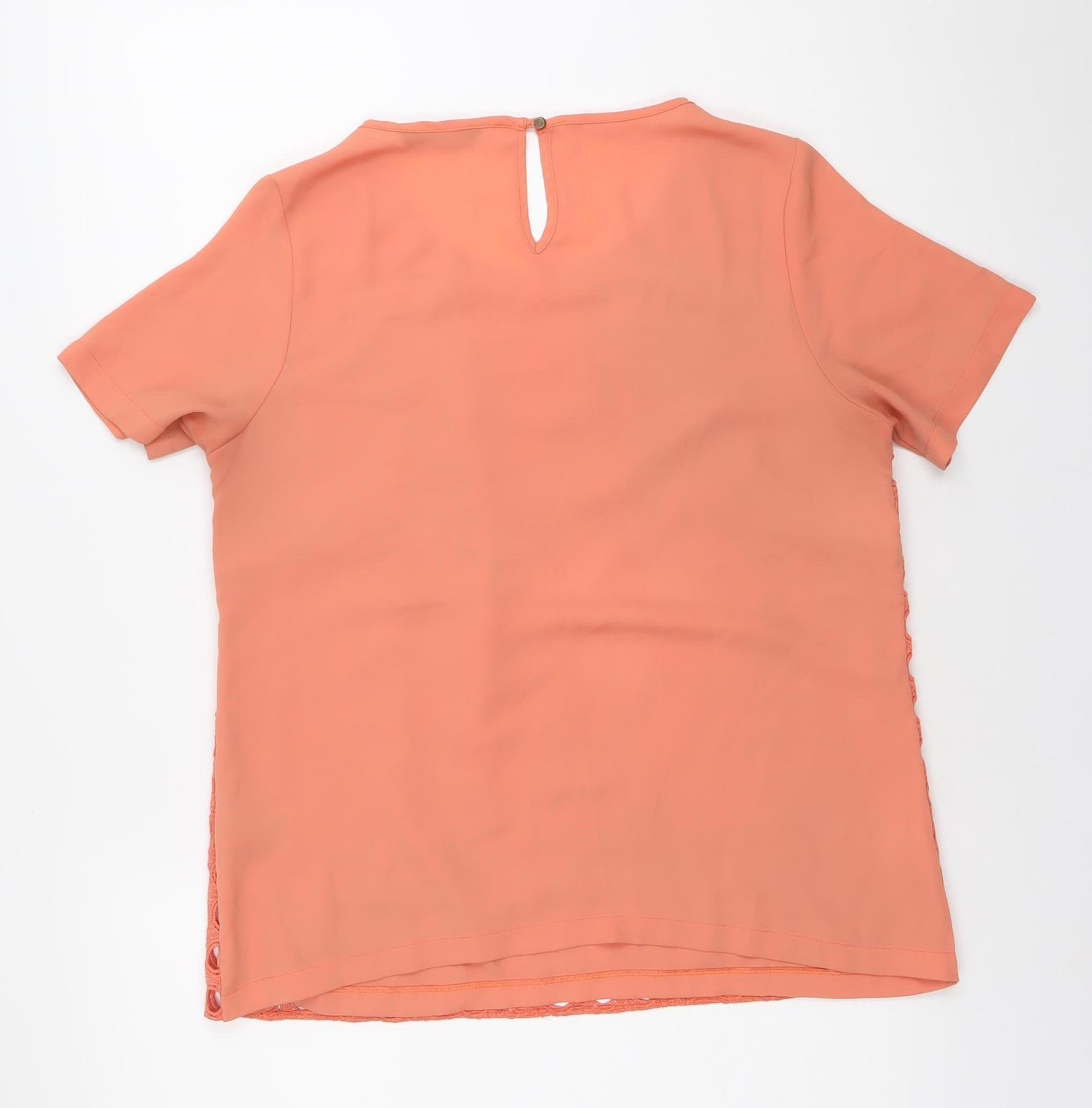 Marks and Spencer Womens Orange Blouse UK 10 Short Sleeve Crochet