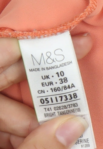 Marks and Spencer Womens Orange Blouse UK 10 Short Sleeve Crochet