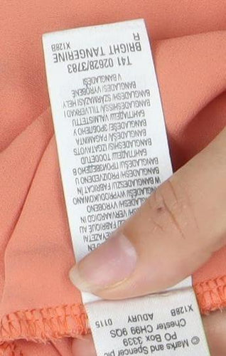Marks and Spencer Womens Orange Blouse UK 10 Short Sleeve Crochet